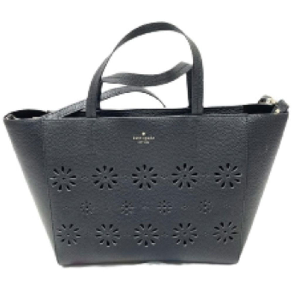 kate spade Elizabeth Faye Drive black leather floral cutout tote crossbody
